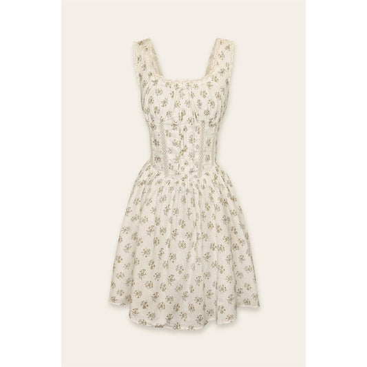 Summer Swooning Lace Trim Bustier Mini Dress: OFF WHITE TAUPE / FD17449-CP453