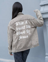 Load image into Gallery viewer, What a Friend in Jesus Grey Denim Jacket: S
