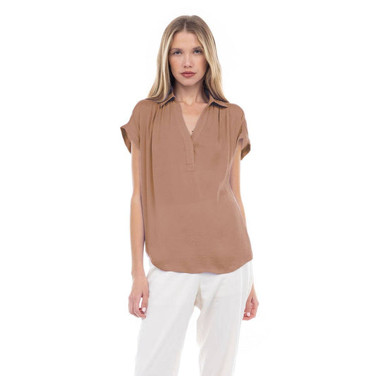 SB115233-SS-1 Blouse: Macchiato