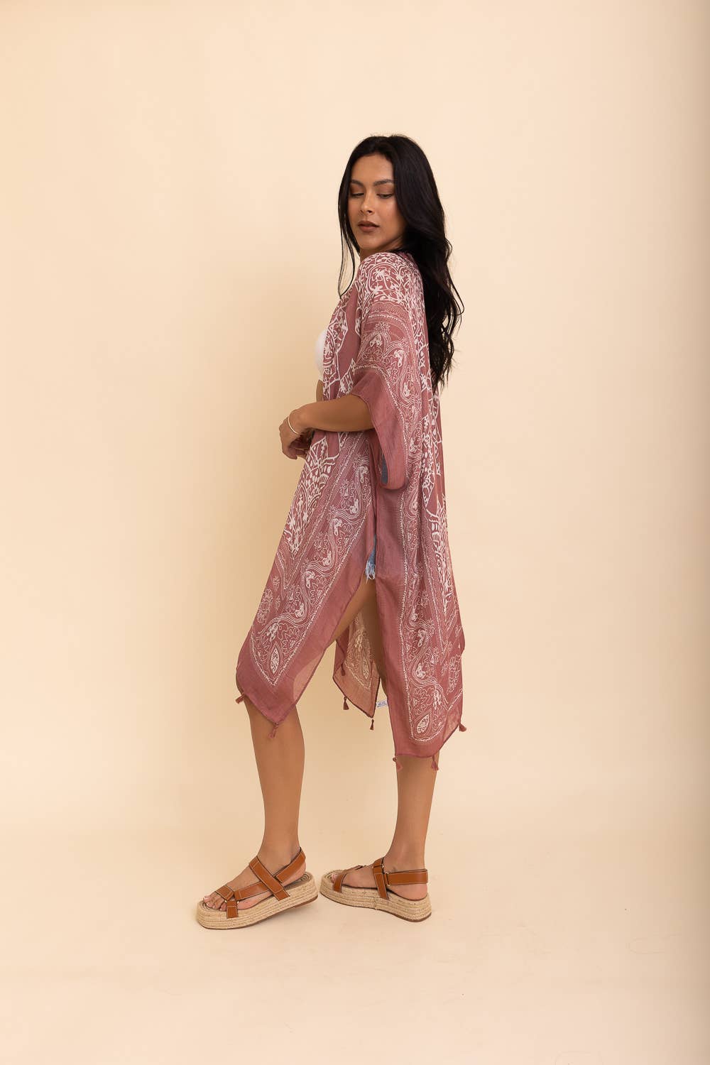 Mandala Tassel Kimono: Olive