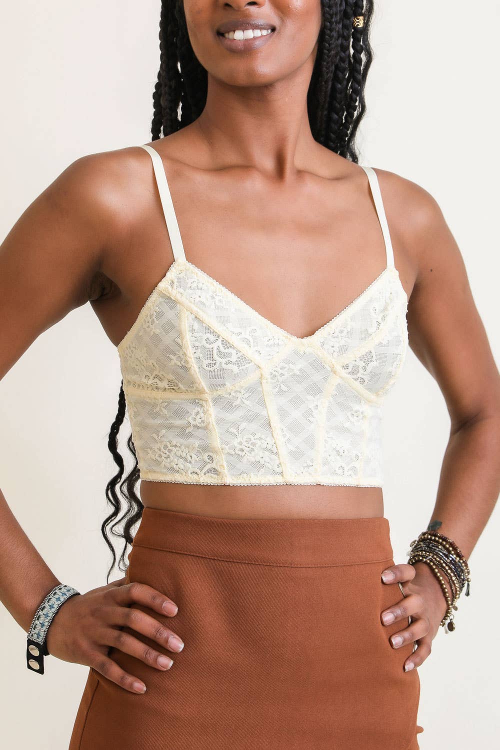 Lace Longline Corset Bralette: Black YL-5595-BLK