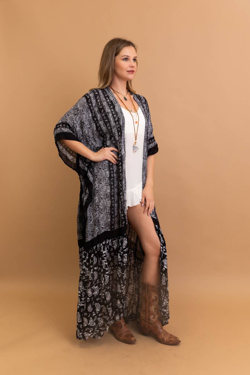 Free Flow Paisley Longline Kimono - Bestseller 😍: Chambray