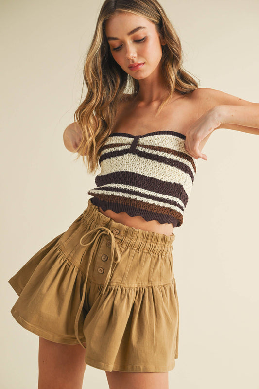 IT4165 TUBE STRIPES SWEATER TOP: BROWN COMBO