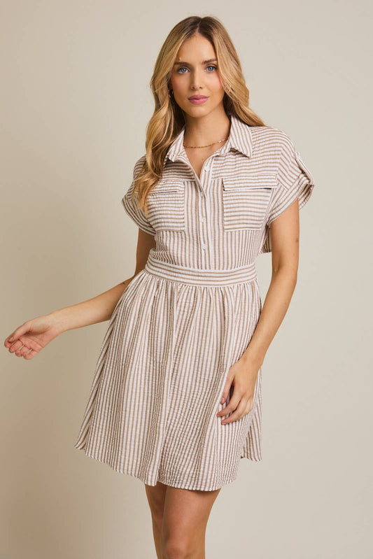 ED2386 : WHITE-TAUPE STRIPE