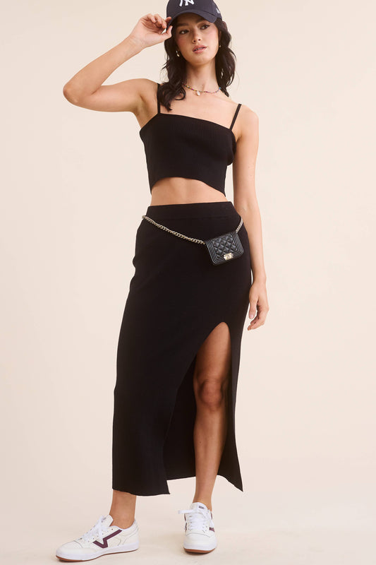 💖Only Top💖 MS8074 SOLID RIBBED-KNIT TANK : Black