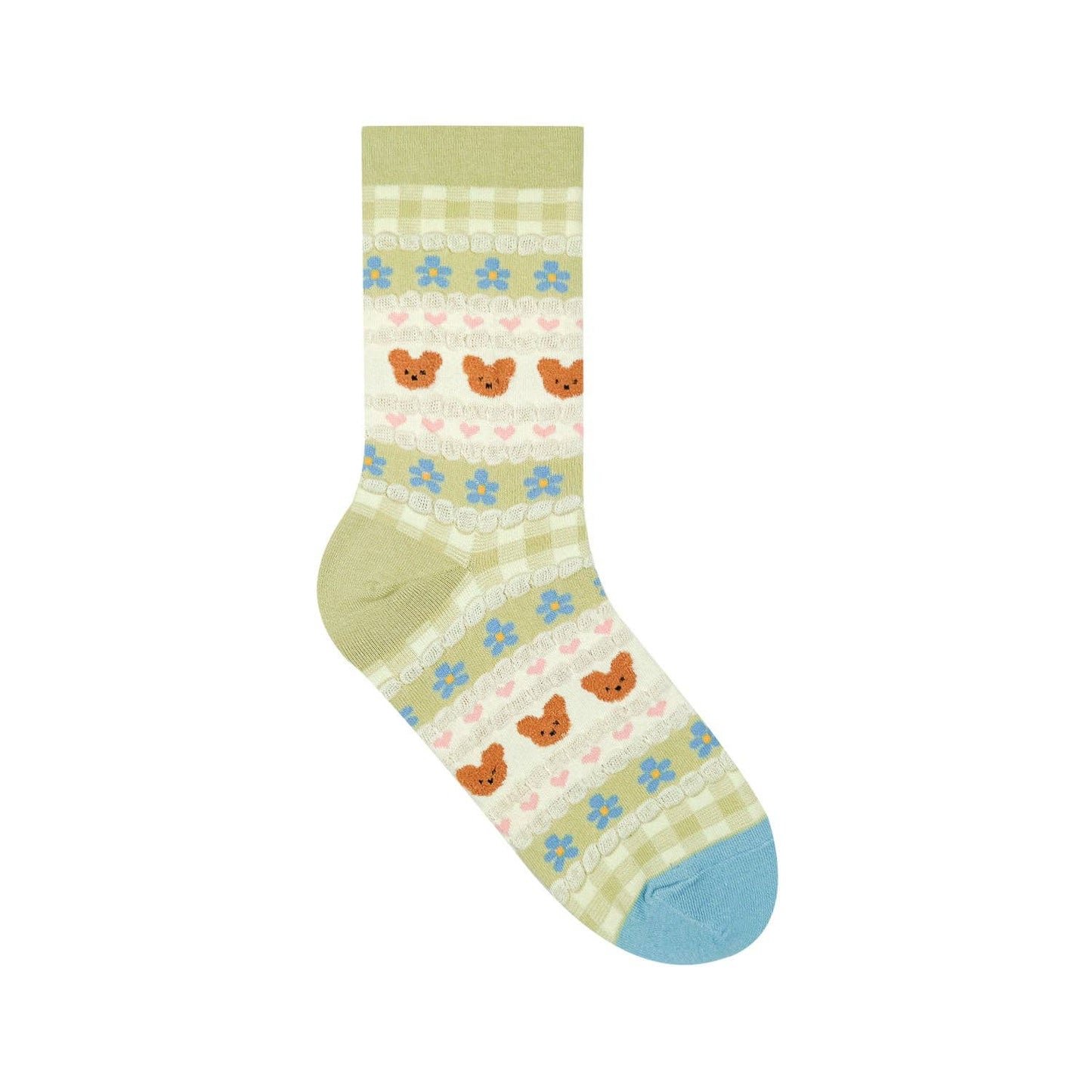 Women's Pastel Bear Crew Socks: W-L-354-4