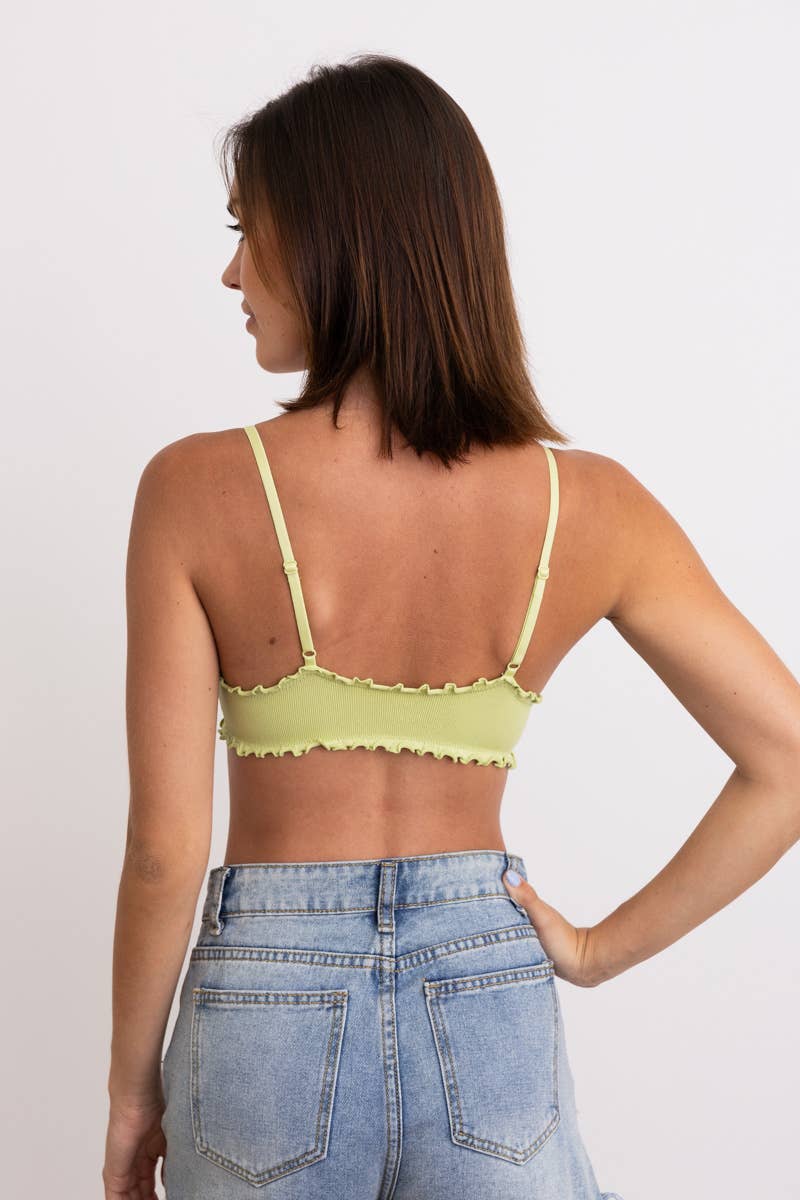 Seamless Lettuce Edge Bow Tie Triangle Bralette 🥬: White Prepack