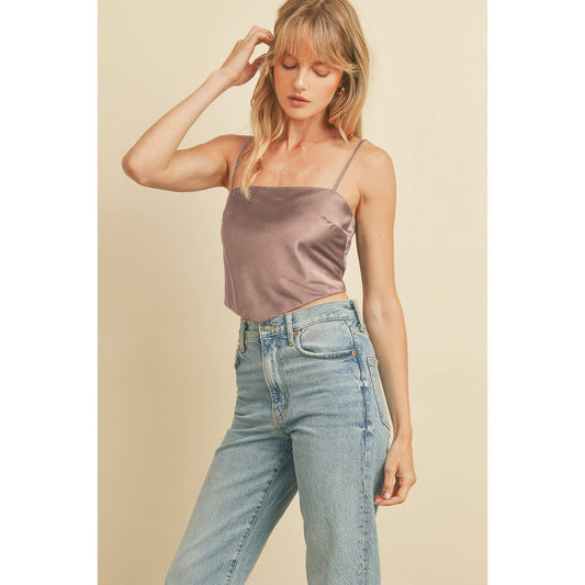 Ft9840 Satin Tie Back Cami Top: DRIED MAUVE