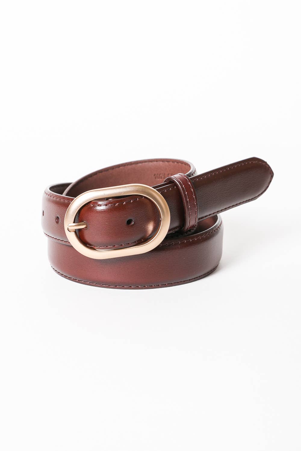 Matte Rosegold Oval Buckle Hip Belt: Brown