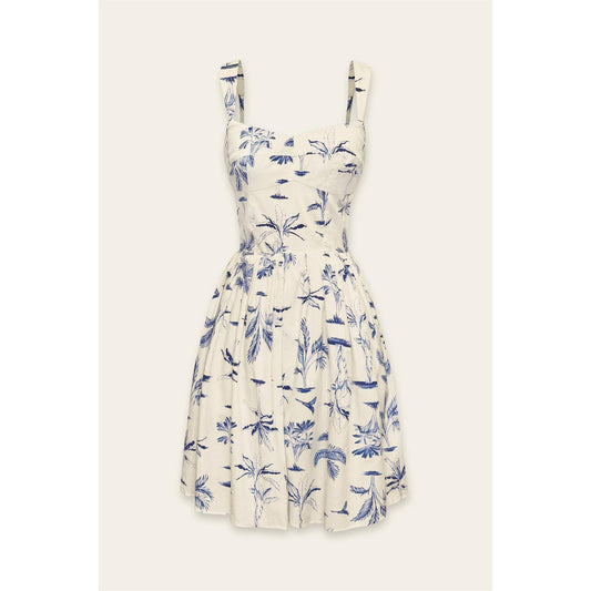 Oceanica Sleeve Smocked Mini Dress: MAZARINE BLUE / FD12579-P1958