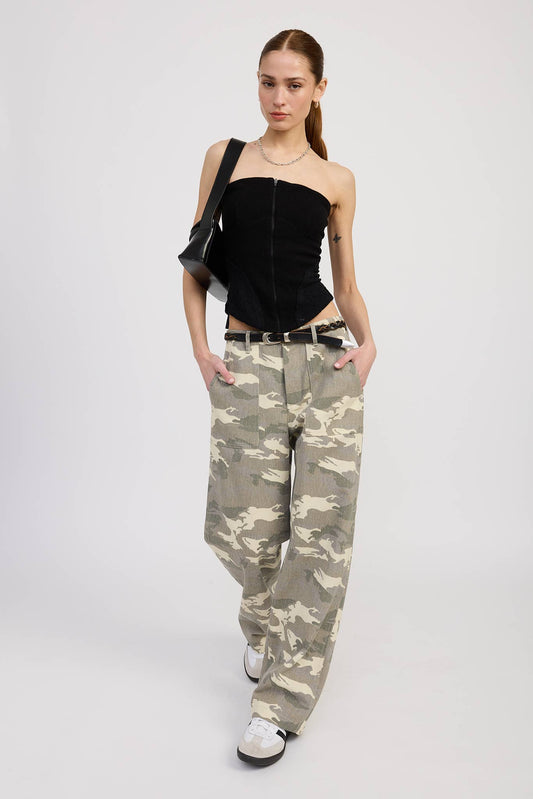 WIDE STRAIGHT LEG CAMO PANTS: LIGHT CAMO / IPG2532P-1