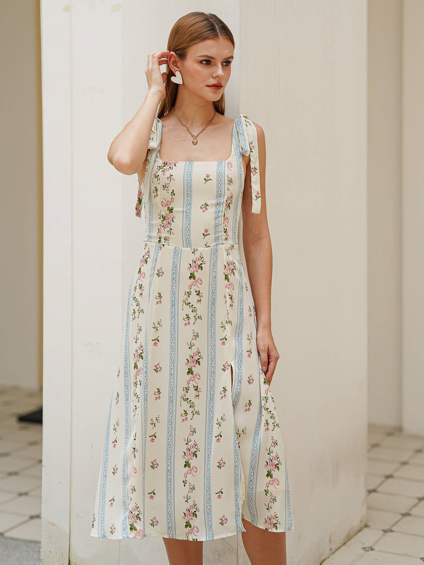 Sweet Floral Stripe Sundress: RP2421