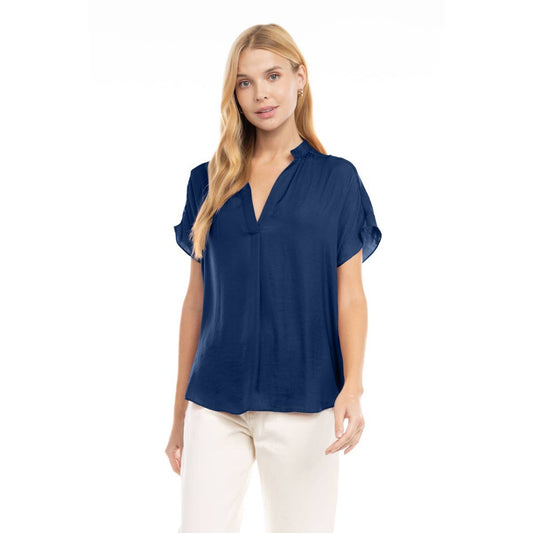 Drop Shoulder Regular Blouse: Navy / OB112897