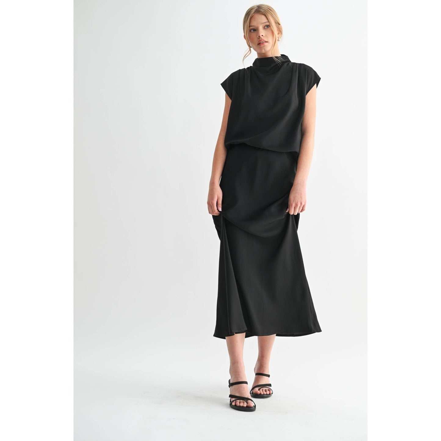 SOLID MAXI SKIRT: Brown / FS65099_4