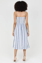 Load image into Gallery viewer, F4J10-PAN51 STRIPED DRESS V NECK CUT OUT MIDI DRESS
