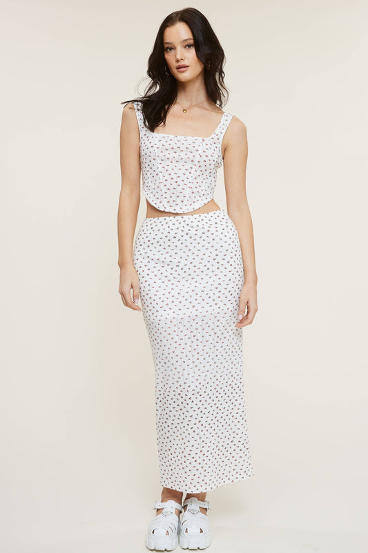 💖Only Skirt💖 MS8067 FLORAL PRINT Ivory