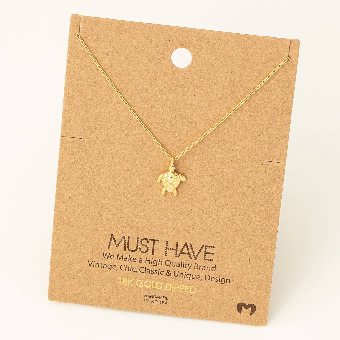 Dainty Turtle Charm Necklace: G