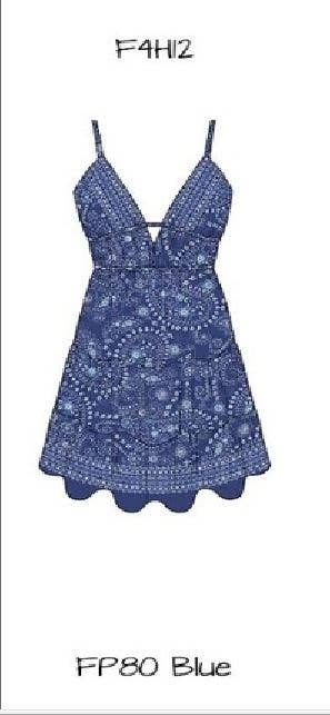 F4H12-FP80 V NECK OPEN TIE BACK SUNDRESS