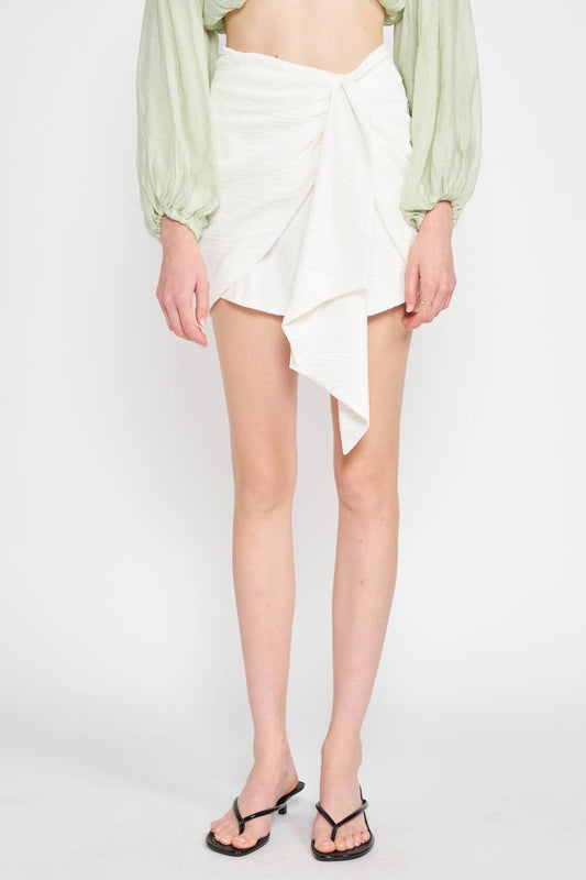 Streetwear Sarong-Inspired Mini Skirt IMC6003S: WHITE