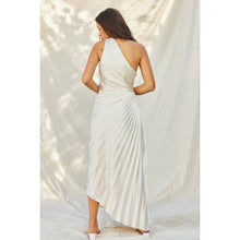 Load image into Gallery viewer, Olympia Asymmetrical Pleated Maxi Dress : BLUE SAPPHIRE
