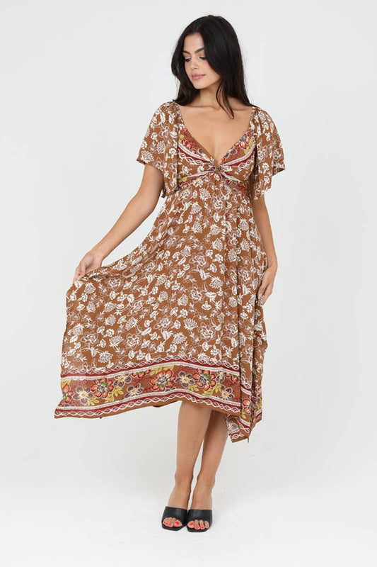 F4K43-FR12 TWIST FRONT HANKY HEM DRESS: F4K43-FR12