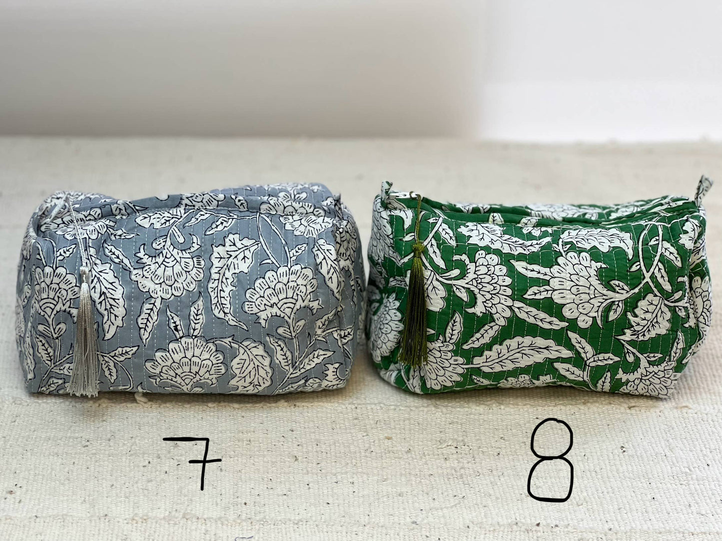 Block Print Cosmetic Bag: Blue Floral