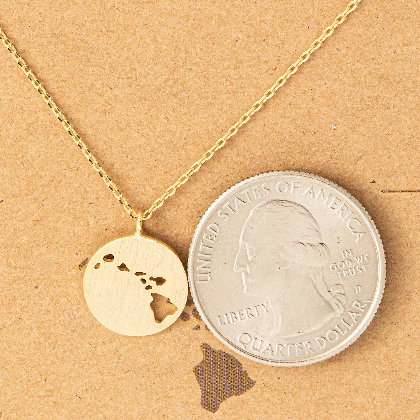 Hawaii Coin Cutout Disc Pendant Necklace: GX