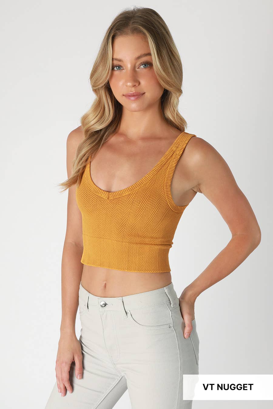 NS8188 - Vintage Reversible Herringbone Crop Top: Vintage Matcha