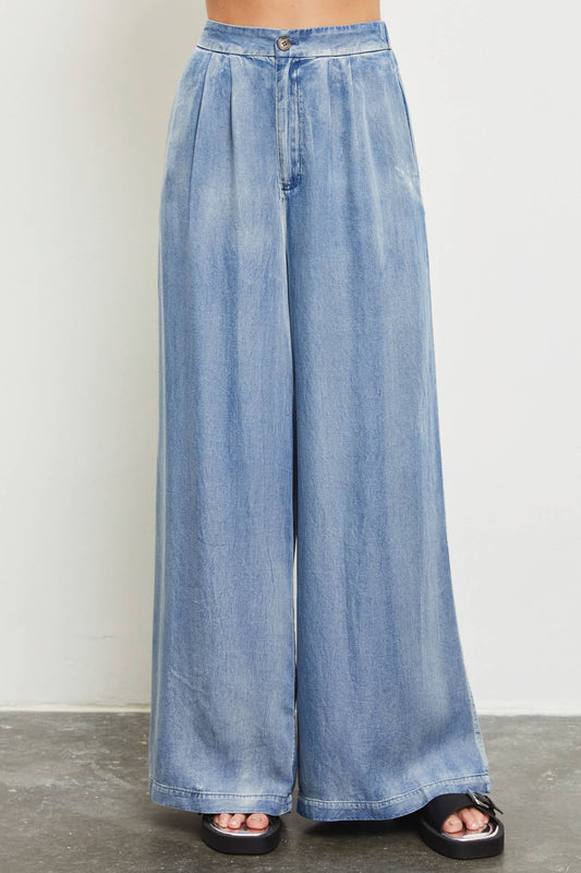 DENIM WIDE LEG PANTS: DENIM / S20981