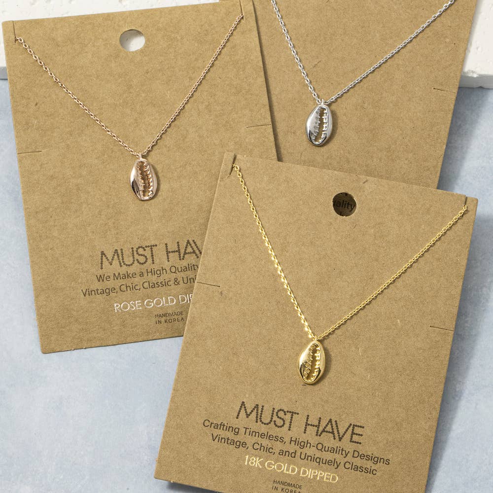 18K Gold Dipped Cowrie Shell Pendant Necklace: R