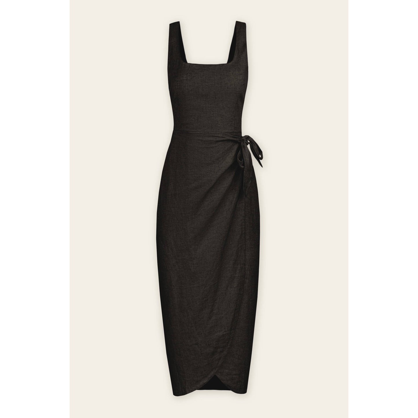 Heaven Sent Tulip Hem Midi Wrap Dress : BLACK / FD11527-P1465