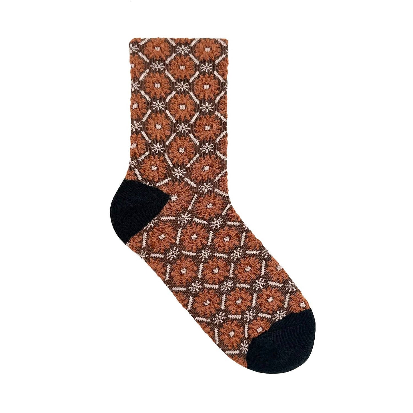 Women's Crew Vintage Flower Socks: KW-C-168-1