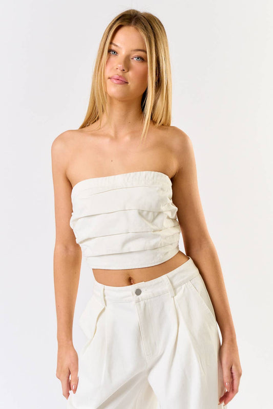 IBT31794 TUBE DENIM TOP : Off-White