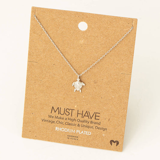 Dainty Turtle Charm Necklace: S