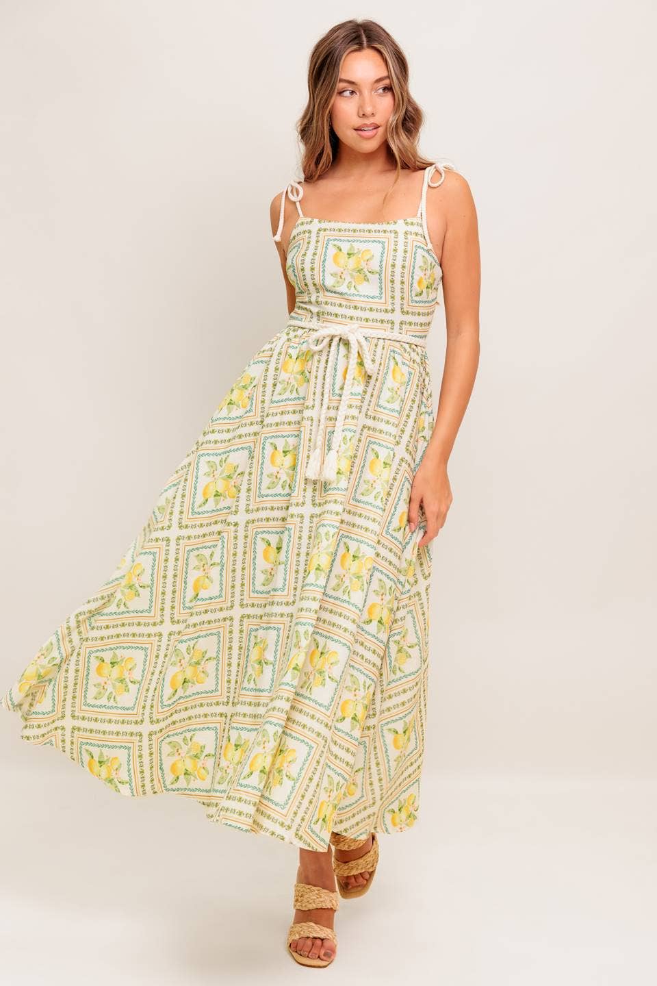 A printed woven midi dress - ID22459: IVORY