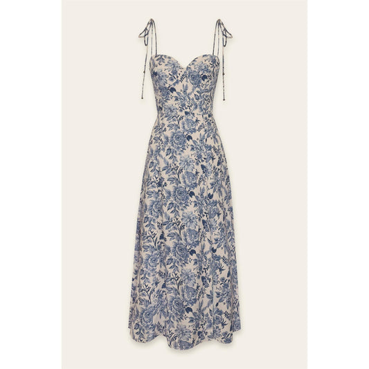 Au Revoir Empire Sweetheart Tiered Midi Dress: PARISIAN BLUE / FD11981-P1701