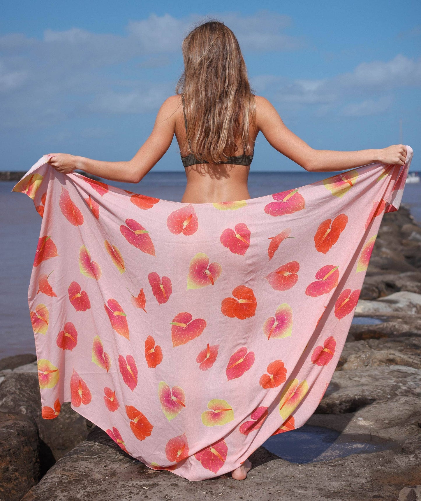 Hilo Anthurium Pareo Sarong: 67 x 43 in