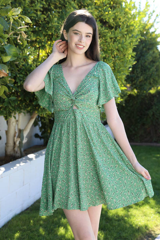 C4458-WA27 TWIST FRONT CUT OUT DRESS