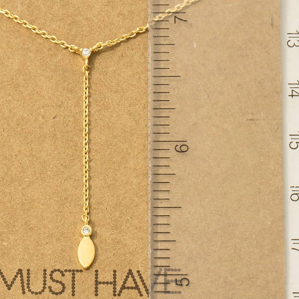 Gold Dipped Cz Lariat Chain Necklace: R