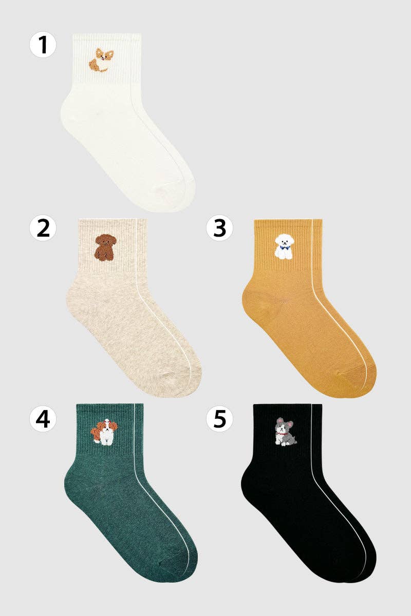 Women's Crew Puppy Land Socks: VW-L-037-1