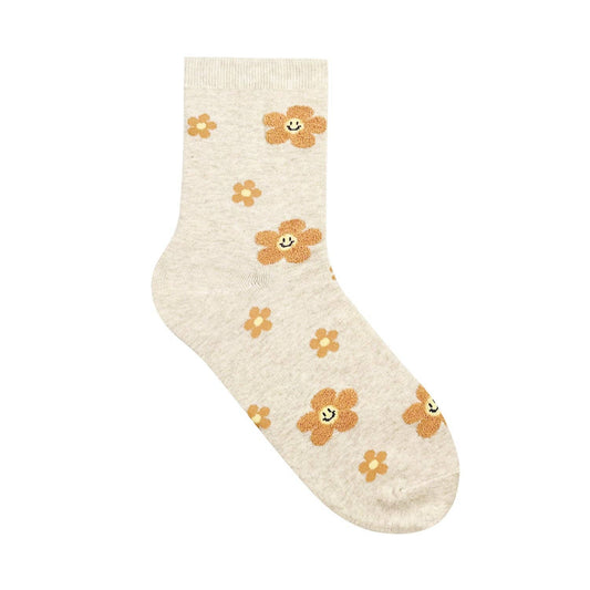 Women's Crew Fluffy Flower Socks: VW-L-034-2