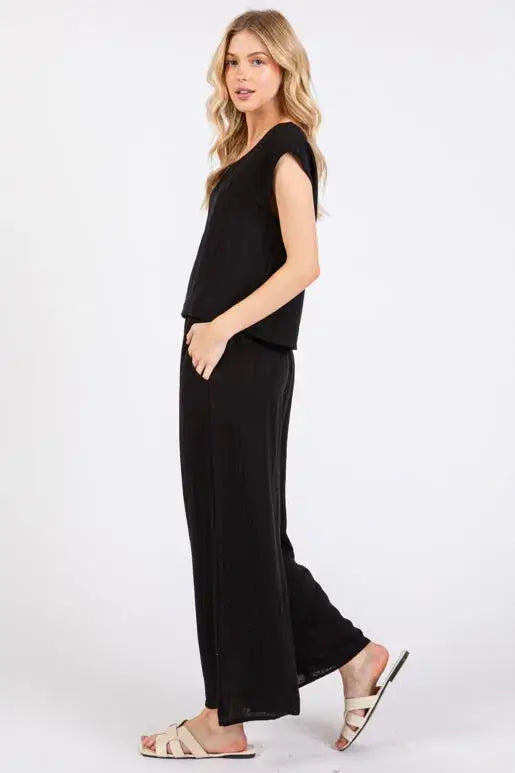 Woven Wide Leg Pull on Pants - NP16207F9: Olive