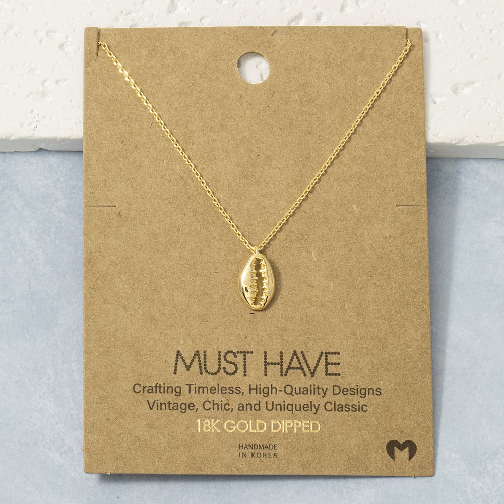 18K Gold Dipped Cowrie Shell Pendant Necklace: R