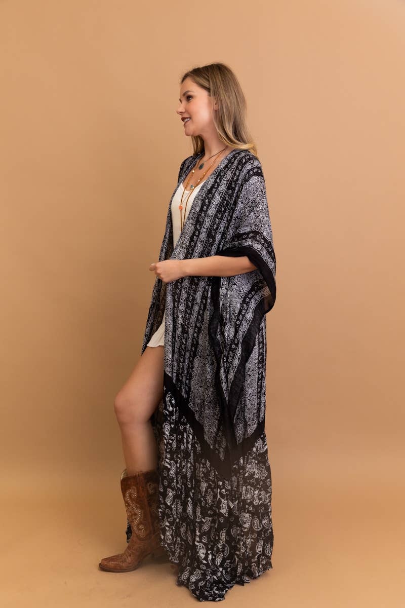 Free Flow Paisley Longline Kimono - Bestseller 😍: Chambray