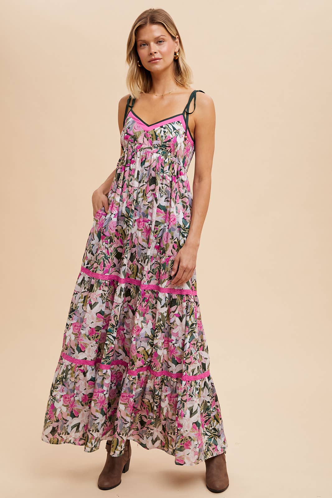 ILD5745 FLORAL MAXI DRESS: ORANGE ILD5745