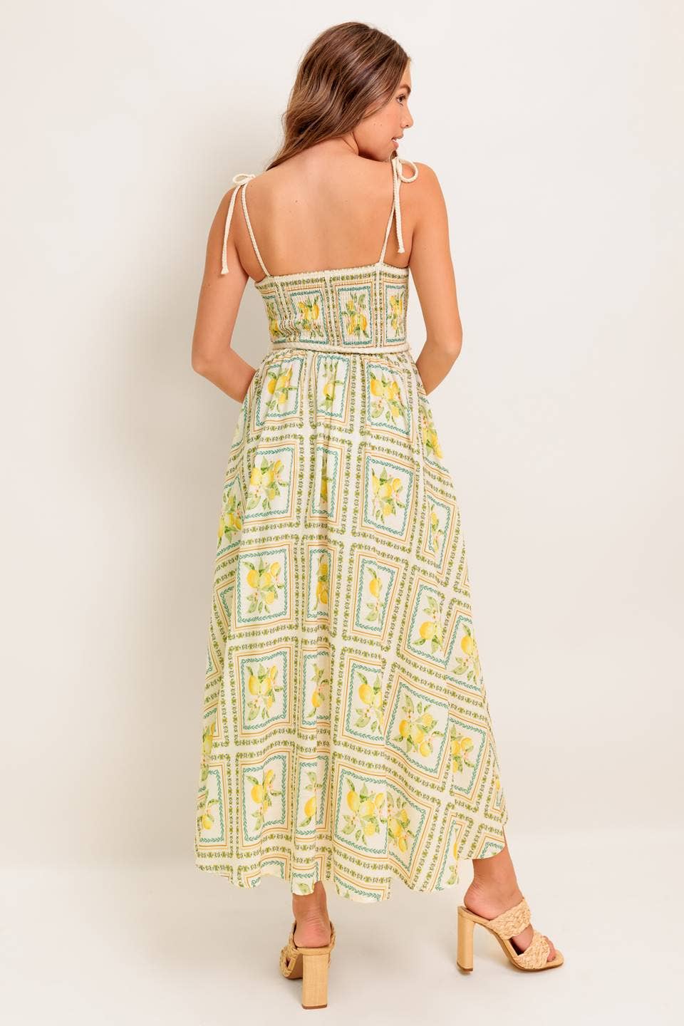 A printed woven midi dress - ID22459: IVORY