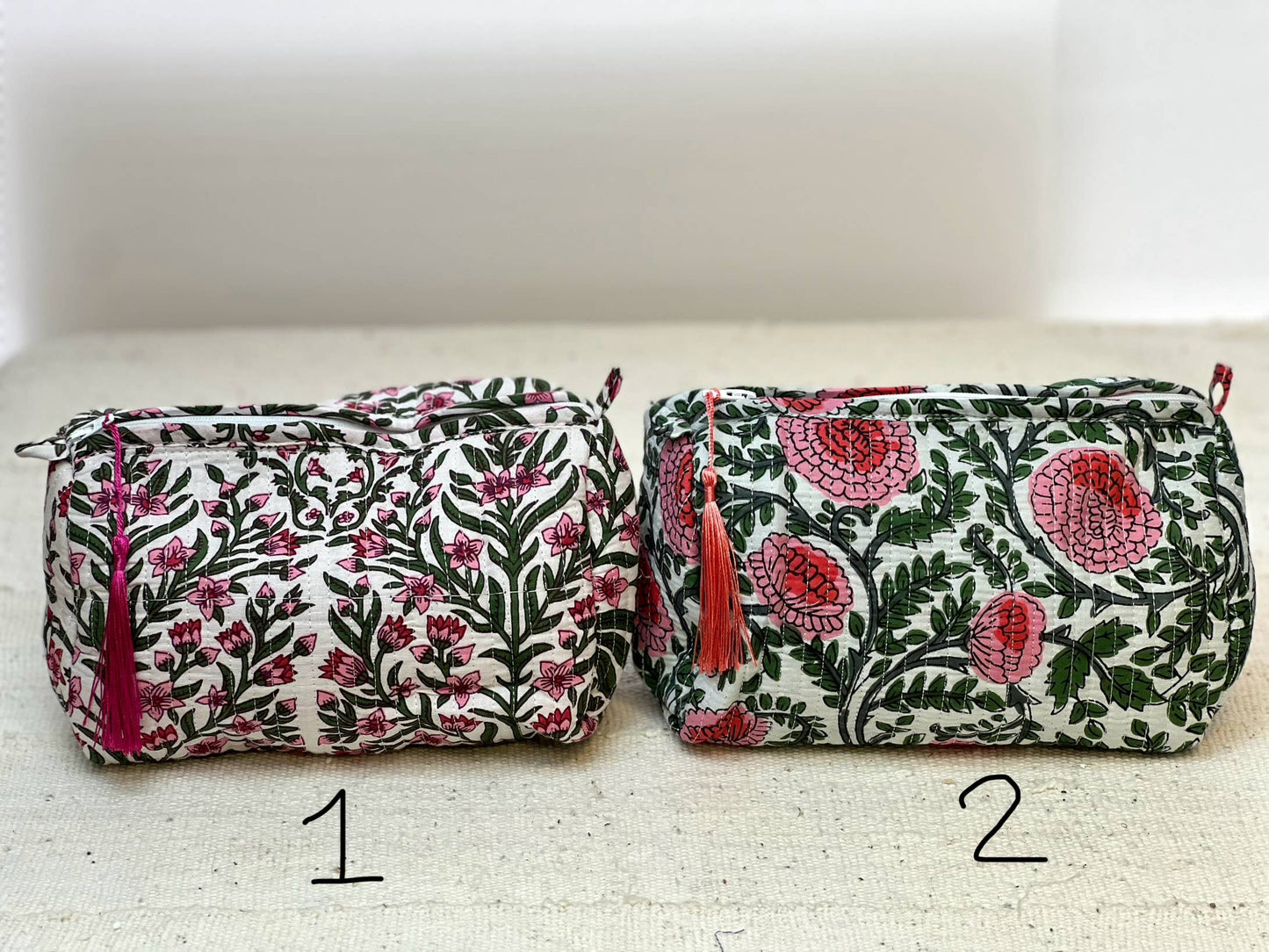 Block Print Cosmetic Bag: Blue Floral