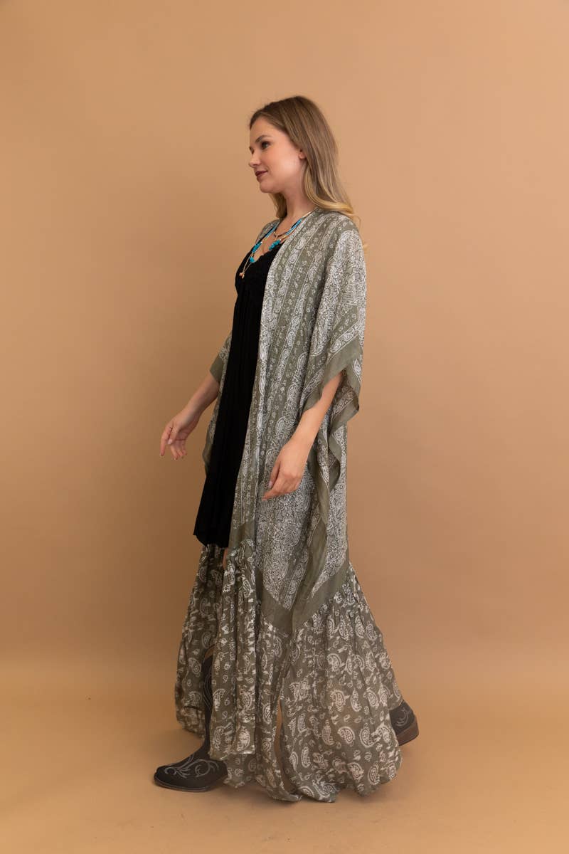 Free Flow Paisley Longline Kimono - Bestseller 😍: Chambray