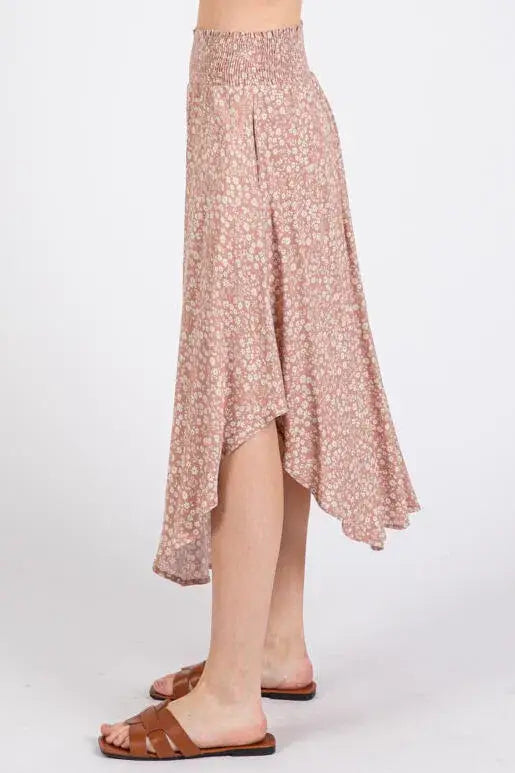Print Waist Smocked Skirts - VNS16762H8: Night Purple