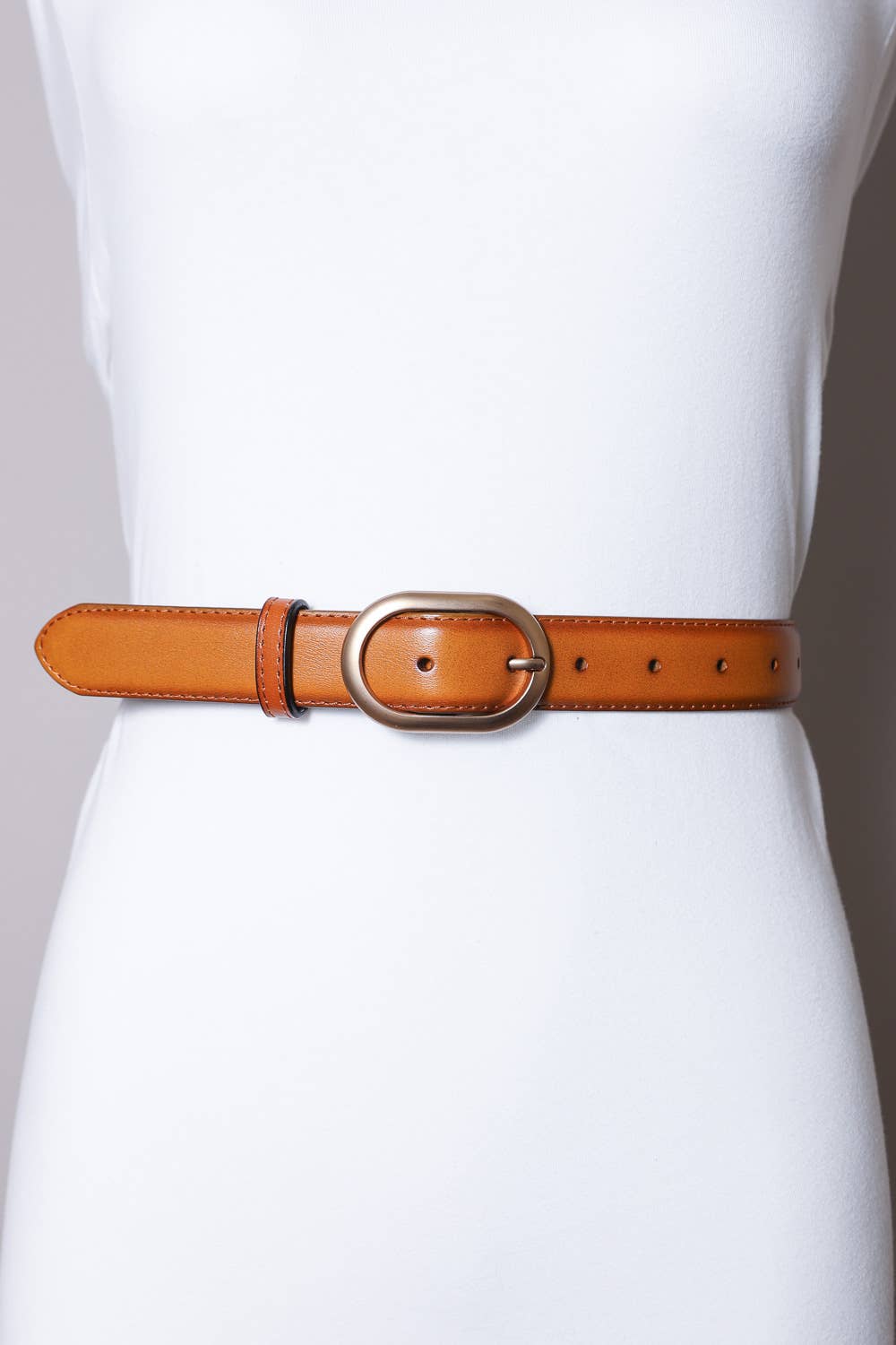 Matte Rosegold Oval Buckle Hip Belt: Brown